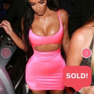 Neon Fuchsia Sleeveless CutOut BodyCon Party Dress